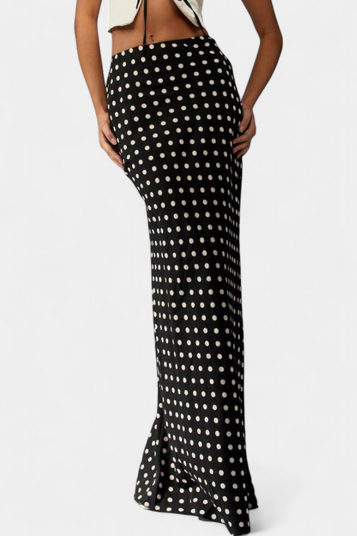 Olda | Dlouhé viskózové šaty s puntíkovým vzorem