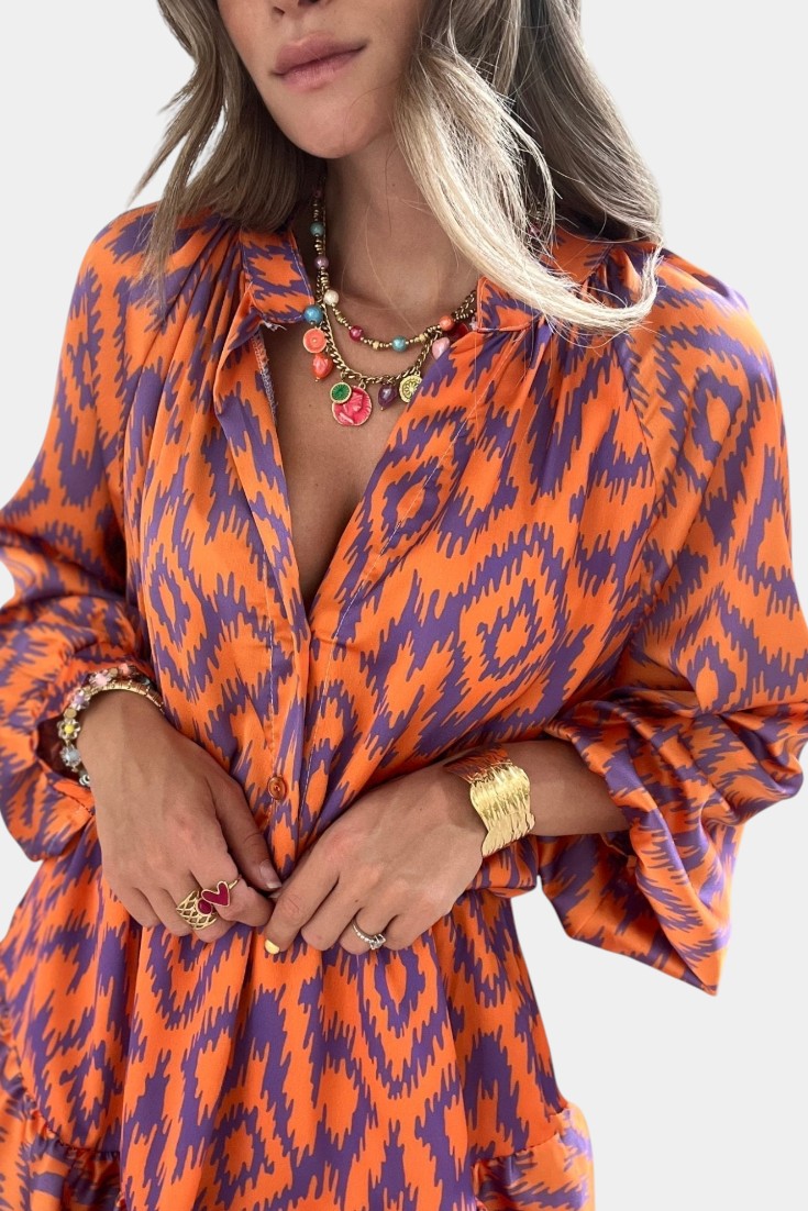 Yasmine | Mini overal s volány a ikat vzorem