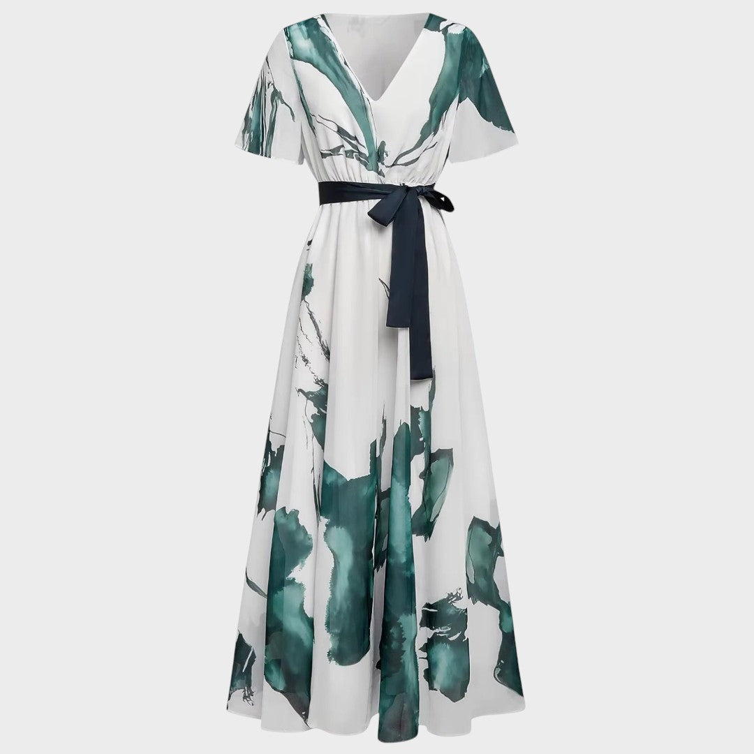 Nayla | Dlouhé šaty s akvarelovým vzorem