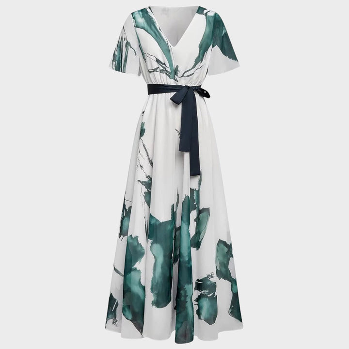 Nayla | Dlouhé šaty s akvarelovým vzorem