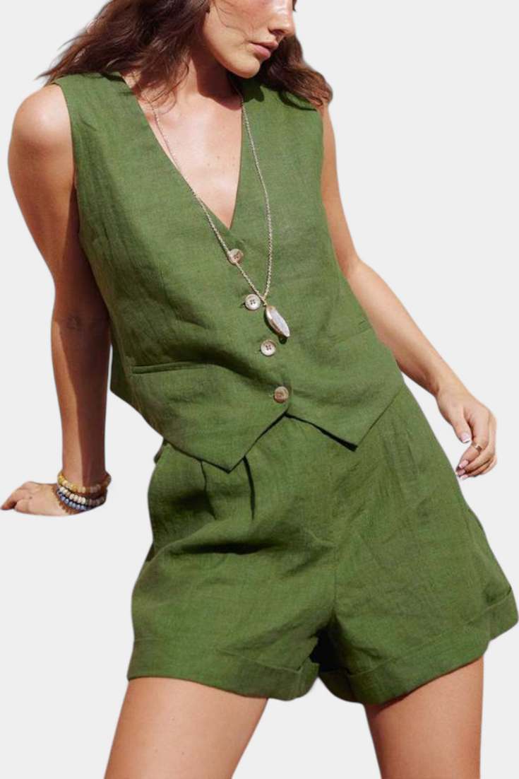 María | Lněné Sako a Šortky Set