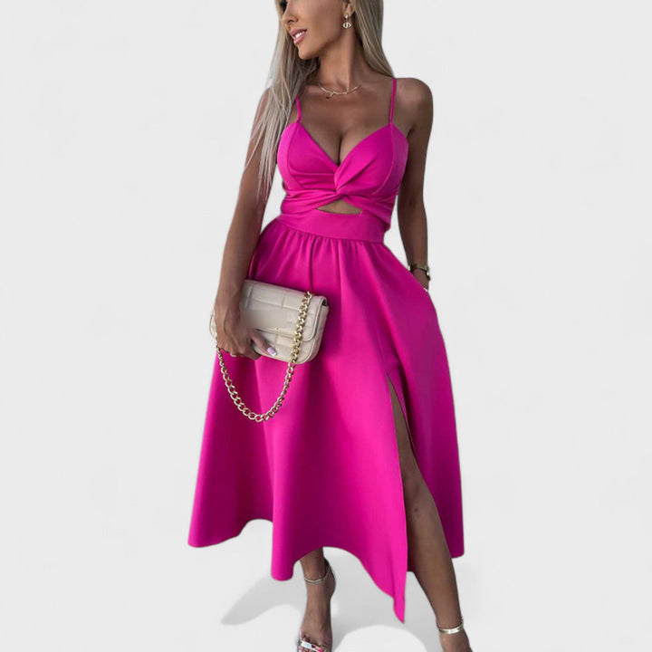 Cielo Divino – Midi Šaty s Předním Rozporkem