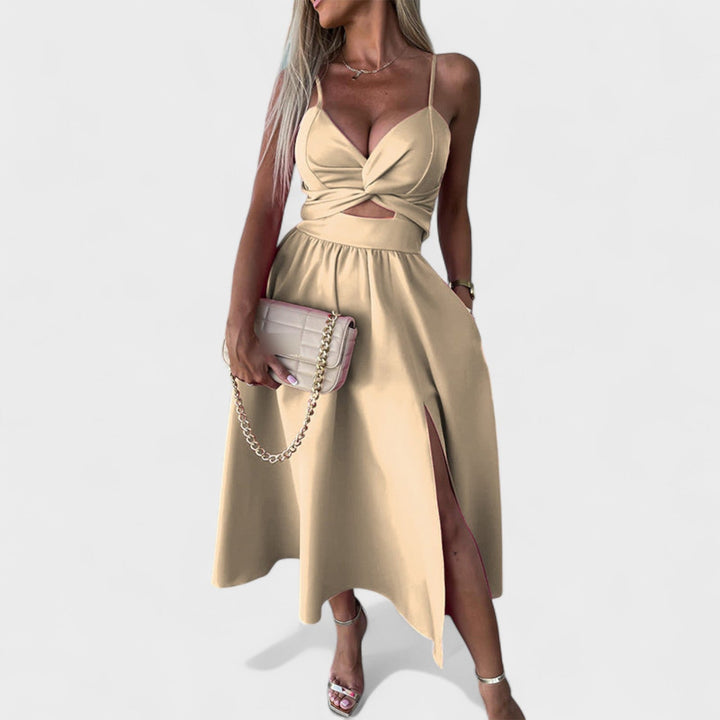 Cielo Divino – Midi Šaty s Předním Rozporkem