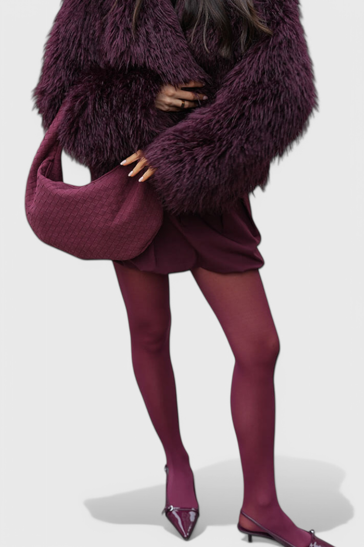 Fialová Střední Vyšívaná Taška s Uzlovými Detaily