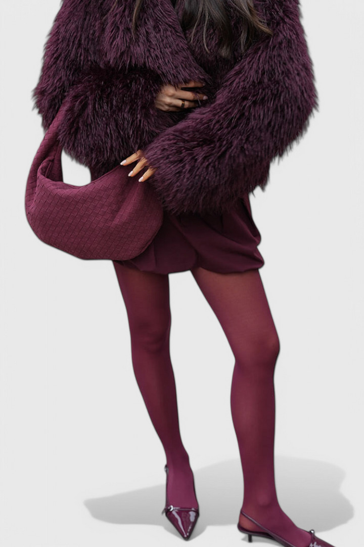 Fialová Střední Vyšívaná Taška s Uzlovými Detaily