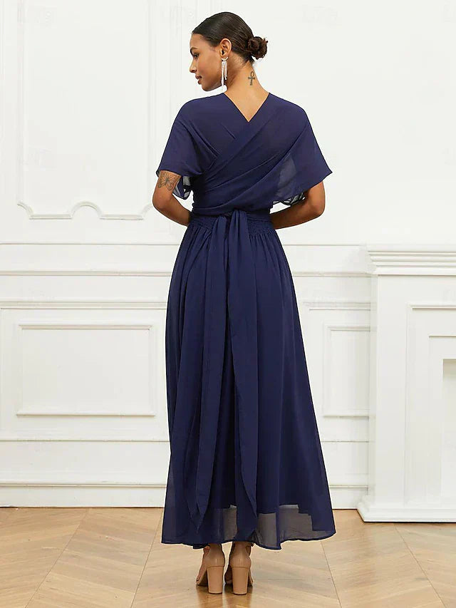 Helena | Helena Midi Formální Šaty s V Výstřihem